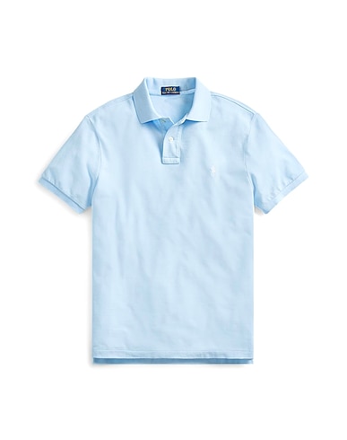 POLO RALPH LAUREN Polo shirt SLIM FIT MESH POLO SHIRT
 Sky blue 100% Cotton