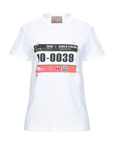 PINKO T-shirt White 100% Cotton, Metallic fiber, Polyamide, Viscose