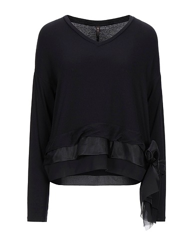 MANILA GRACE T-shirt Black 77% Modal, 19% Wool, 4% Elastane, Silk