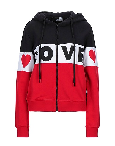 LOVE MOSCHINO Hooded sweatshirt Black 100% Cotton, Elastane