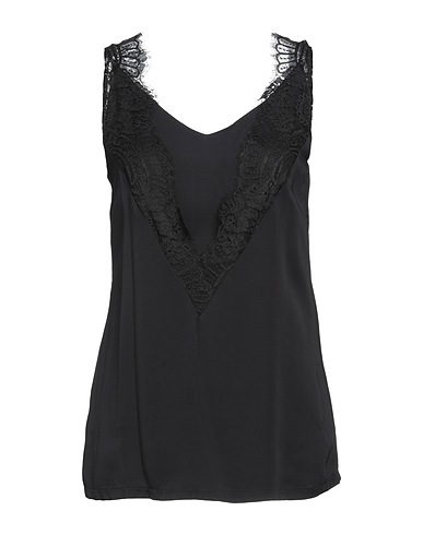 LIU •JO Top Black 100% Viscose, Polyamide, Cotton