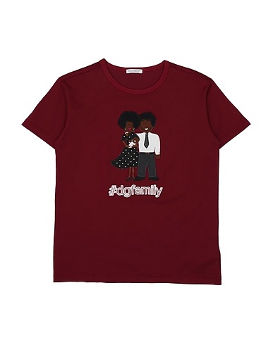DOLCE&GABBANA T-shirt Burgundy 100% Cotton, Wool, Polyester, Polyamide, Elastane