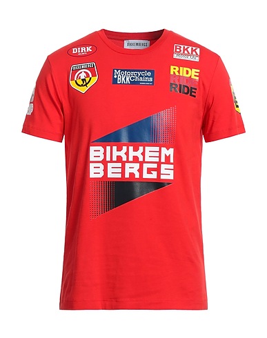 BIKKEMBERGS T-shirt Red 96% Cotton, 4% Elastane