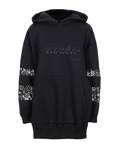 FRANKIE MORELLO Hooded sweatshirt Black 100% Modal, Polyester