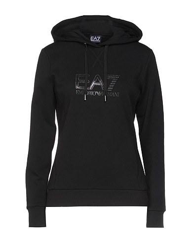 EA7 Hooded sweatshirt Black 76% Cotton, 20% Polyester, 4% Elastane