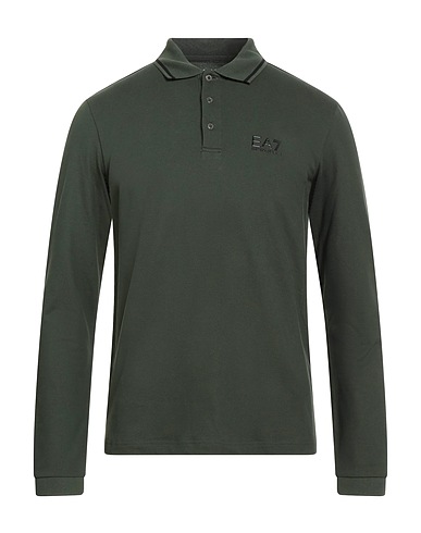 EA7 Polo shirt Military green 97% Cotton, 3% Elastane