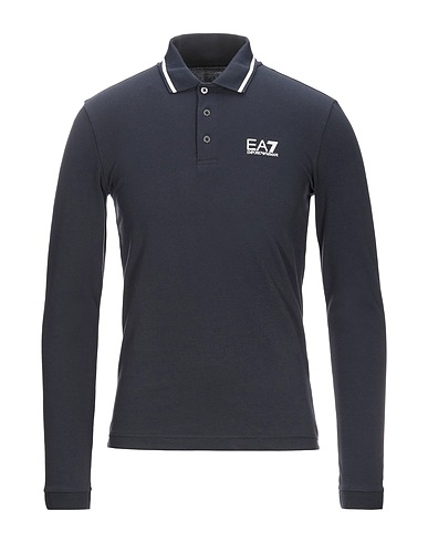 EA7 Polo shirt Midnight blue 97% Cotton, 3% Elastane