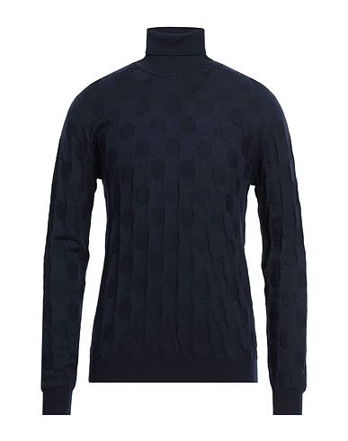 GREY DANIELE ALESSANDRINI Polo neck Midnight blue 100% Wool