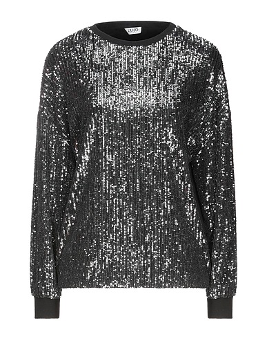 LIU •JO Felpa Nero 100% Poliestere, Viscosa, Poliammide, Elastan