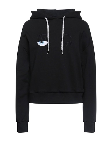 CHIARA FERRAGNI Hooded track jacket  Black 100% Cotton