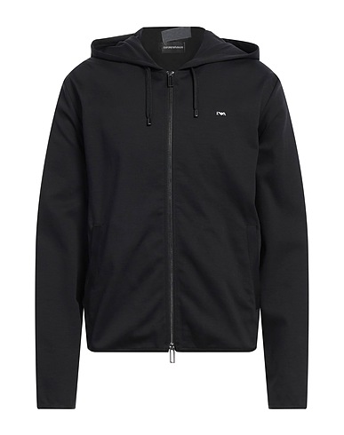 EMPORIO ARMANI Hooded track jacket  Black 73% Cotton, 27% Elastomultiester