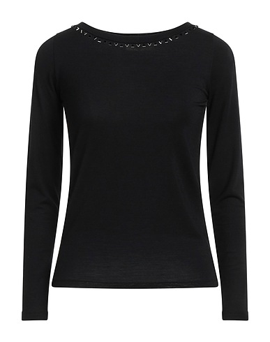 ANGELO MARANI T-shirt Black 67% Wool, 22% Polyamide, 11% Elastane