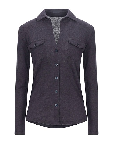 MAJESTIC FILATURES Camicie e bluse tinta unita Blu notte 70% Cotone organico, 30% Cachemire