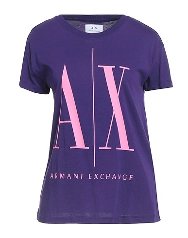 ARMANI EXCHANGE T-shirt Dark purple 100% Cotton