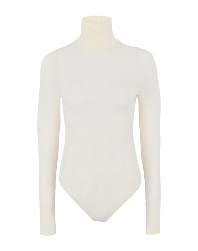 8 by YOOX TOPWEAR JERSEY L/SLEEVE ROLL-NECK THONG BODYSUIT Avorio 95% Viscosa, 5% Elastan