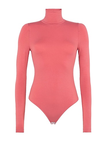 8 by YOOX TOPWEAR JERSEY L/SLEEVE ROLL-NECK THONG BODYSUIT Rosa antico 95% Viscosa, 5% Elastan