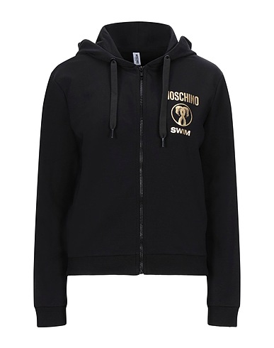 MOSCHINO Hooded track jacket  SWIM Black 95% Cotton, 5% Elastane