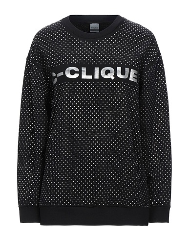 PINKO C-CLIQUE Sweatshirt Black 100% Cotton, Elastane, Metal