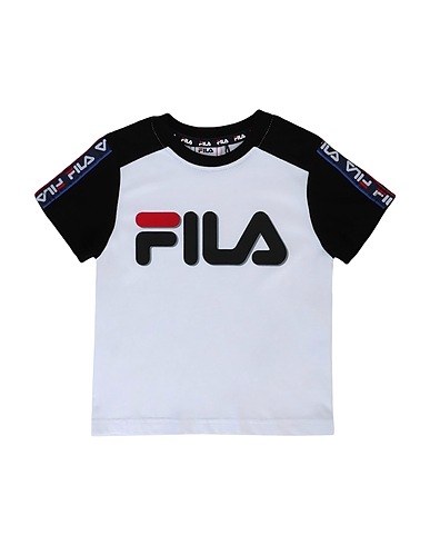 FILA T-shirt KIDS LUIGI taped logo tee
 White 100% Cotton