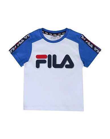 FILA T-shirt KIDS LUIGI taped logo tee
 White 100% Cotton