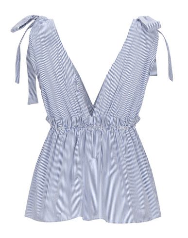 Shop Gaelle Paris Gaëlle Paris Woman Top Blue Size 8 Cotton, Polyamide, Elastic Fibres