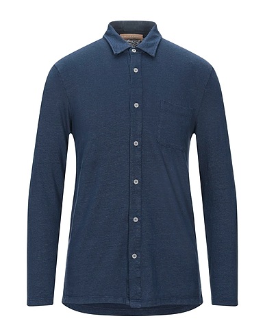 DANIELE FIESOLI Linen shirt Midnight blue 98% Linen, 2% Elastane