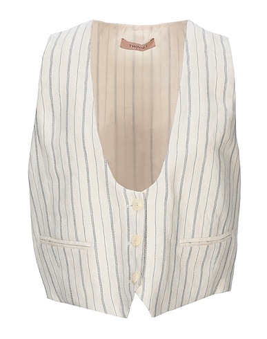 TWINSET Waistcoat Ivory 97% Linen, 3% Cotton