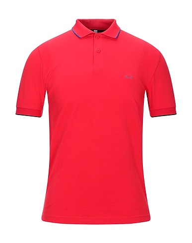 SUN 68 Polo shirt Red 95% Cotton, 5% Elastane