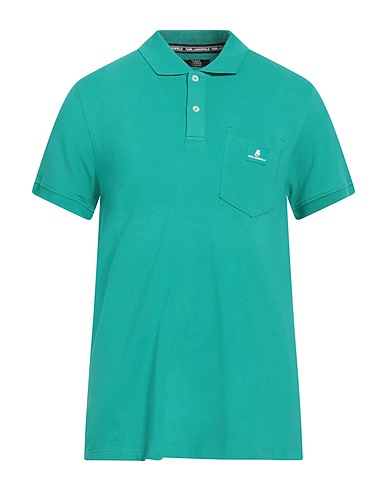 KARL LAGERFELD Polo shirt Green 95% Cotton, 5% Elastane