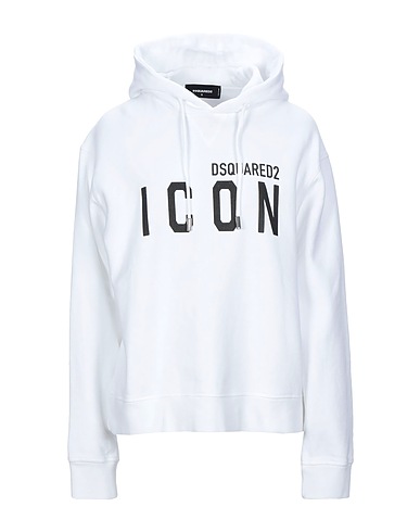 DSQUARED2 Hooded track jacket  ICON White 100% Cotton, Elastane