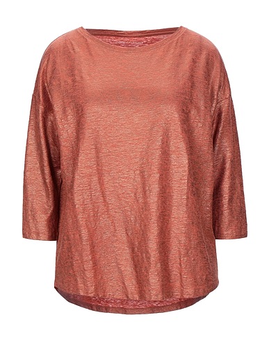 MAJESTIC FILATURES T-shirt Rust 94% Linen, 6% Elastane