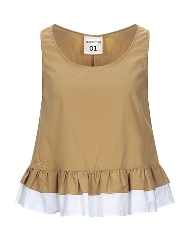 SEMICOUTURE Top Camel 79% Cotton, 18% Polyamide, 3% Elastane