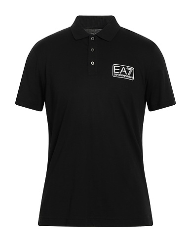 EA7 Polo shirt Black 97% Cotton, 3% Resin