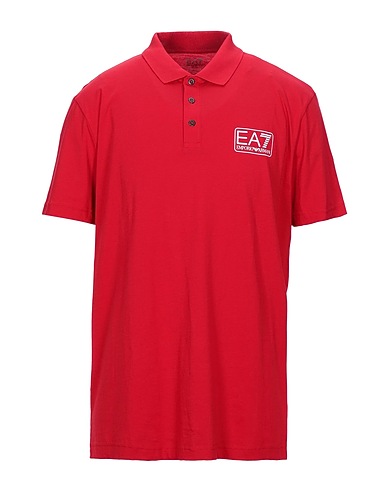 EA7 Polo shirt Red 97% Cotton, 3% Resin