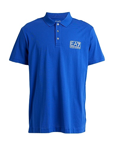 EA7 Polo shirt Blue 97% Cotton, 3% Resin