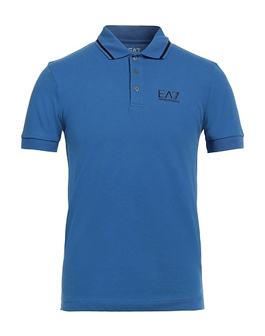EA7 Polo shirt Light blue 97% Cotton, 3% Elastane