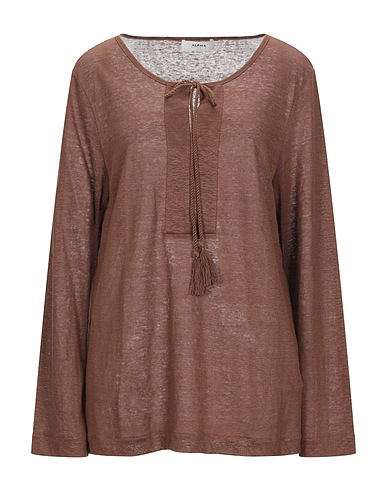 ALPHA STUDIO Top Brown 100% Linen