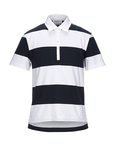 THOM BROWNE Polo shirt Midnight blue 100% Cotton