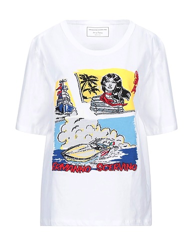 ERMANNO SCERVINO T-shirt White 100% Cotton, Virgin Wool, Viscose