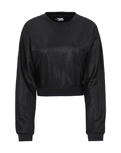 KARL LAGERFELD TOPWEAR LAMÉ CROPPED SWEATSHIRT
 Black 97% Polyester, 3% Elastane