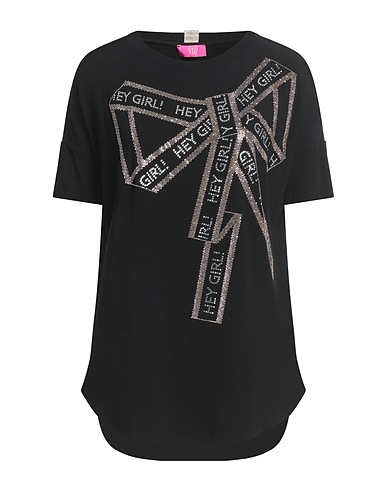 VDP VIA DELLE PERLE T-shirt CLUB Black 96% Viscose, 4% Elastane
