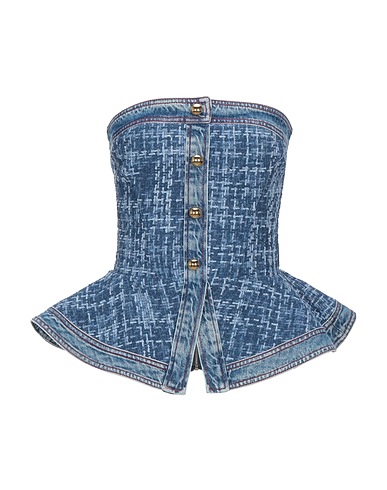 PHILOSOPHY di LORENZO SERAFINI Bustier Blue 99% Cotton, 1% Polyamide