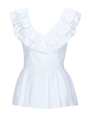 MCQUEEN Off-the-shoulder top White 100% Cotton