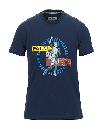 BIKKEMBERGS T-shirt Midnight blue 96% Cotton, 4% Elastane