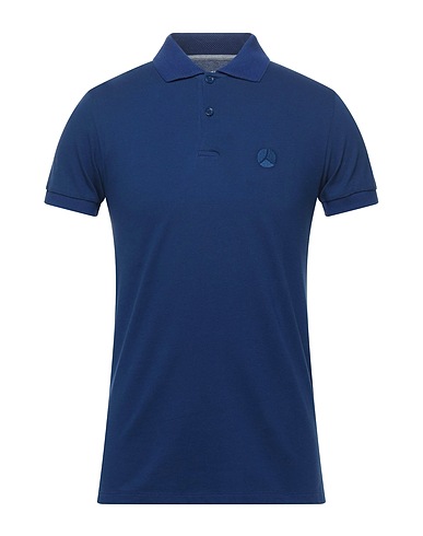 PEOPLE OF SHIBUYA Polo shirt Bright blue 94% Cotton, 6% Elastane