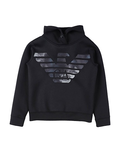 EMPORIO ARMANI Hooded sweatshirt Black 64% Polyester, 31% Viscose, 5% Elastane