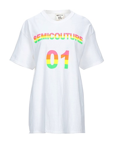 SEMICOUTURE T-shirt Bianco 100% Cotone