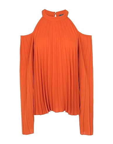 8 by YOOX Off-the-shoulder top PLEATED CUT-OUT BLOUSE
 Rust 100% Polyester