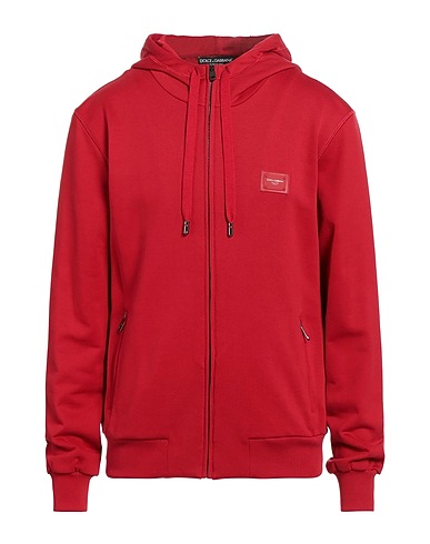 DOLCE&GABBANA Hooded track jacket  Red 100% Cotton, Elastane