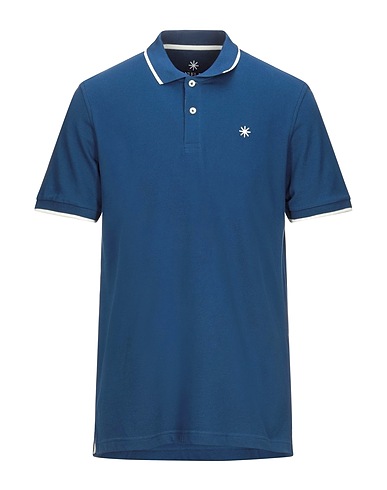 MANUEL RITZ Polo shirt Blue 92% Cotton, 8% Elastane